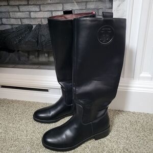 Tommy Hilfiger Deelia Black Riding Boots, Size 6
